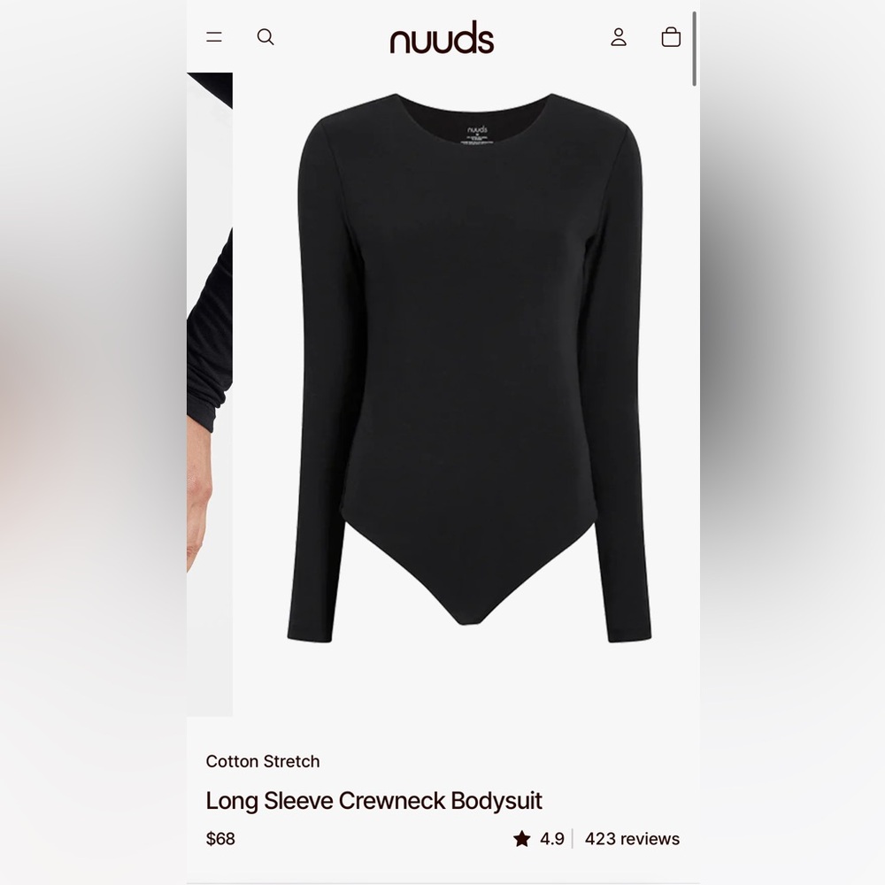 Nuuds Classic Black Bodysuit